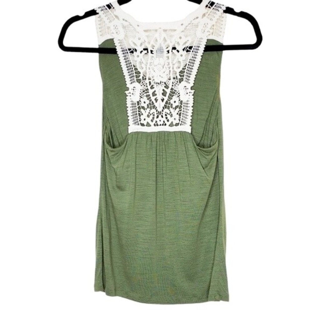 Banana Republic Women S Green Ruched Crochet Lace Angelcore Fairy Coquette Top